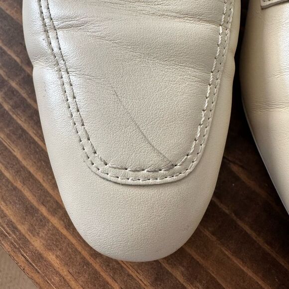 Stuart Weitzman Jet Calfskin Loafer Flat Cream Size 7.5 - Picture 9 of 9